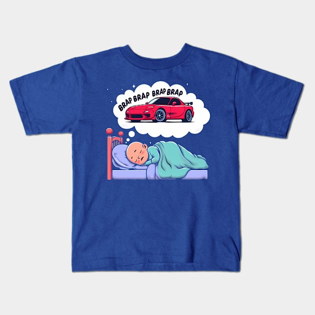 Baby Dreaming of a Mazda rx7 Kids T-Shirt by TaevasDesign